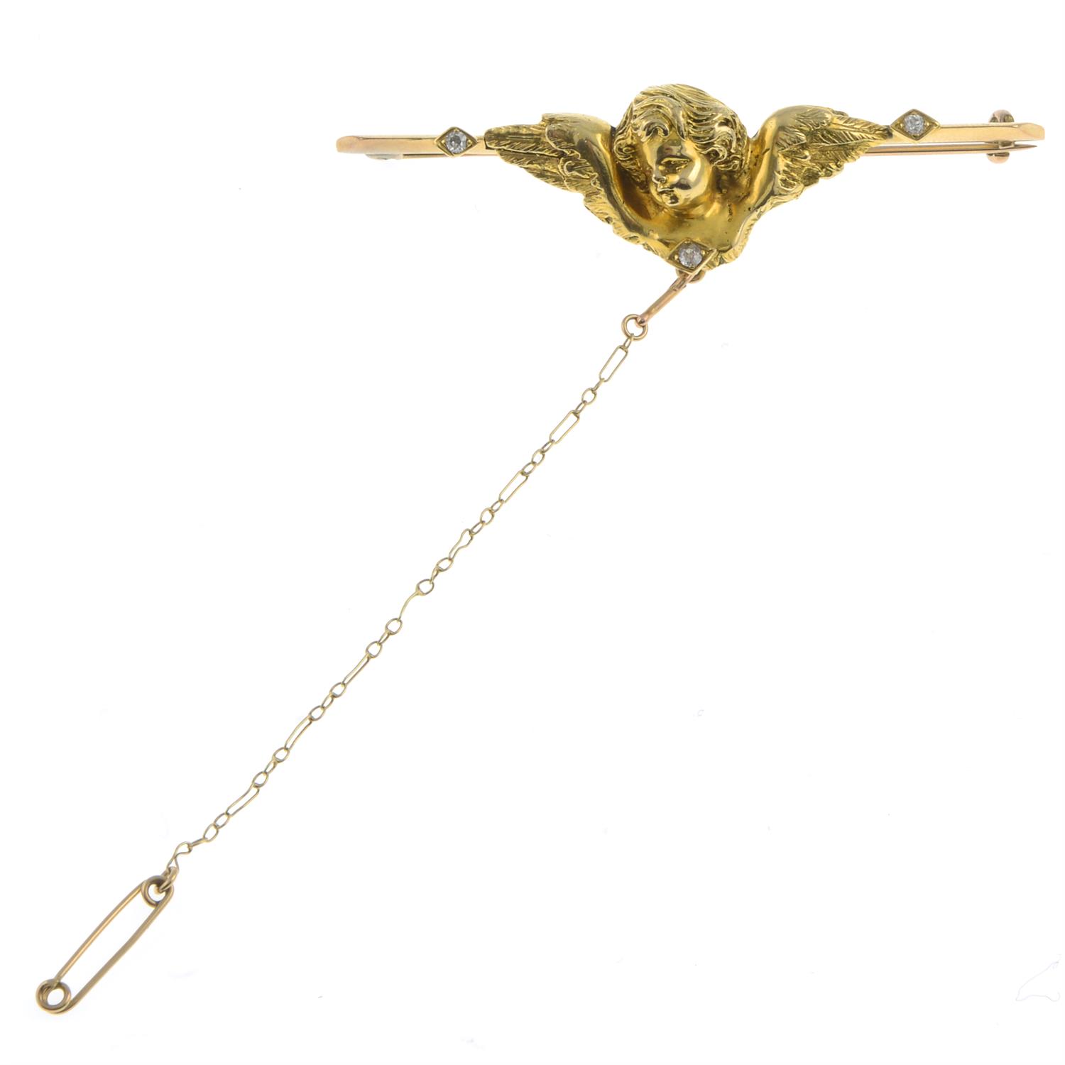 Cherub brooch with diamond highlights