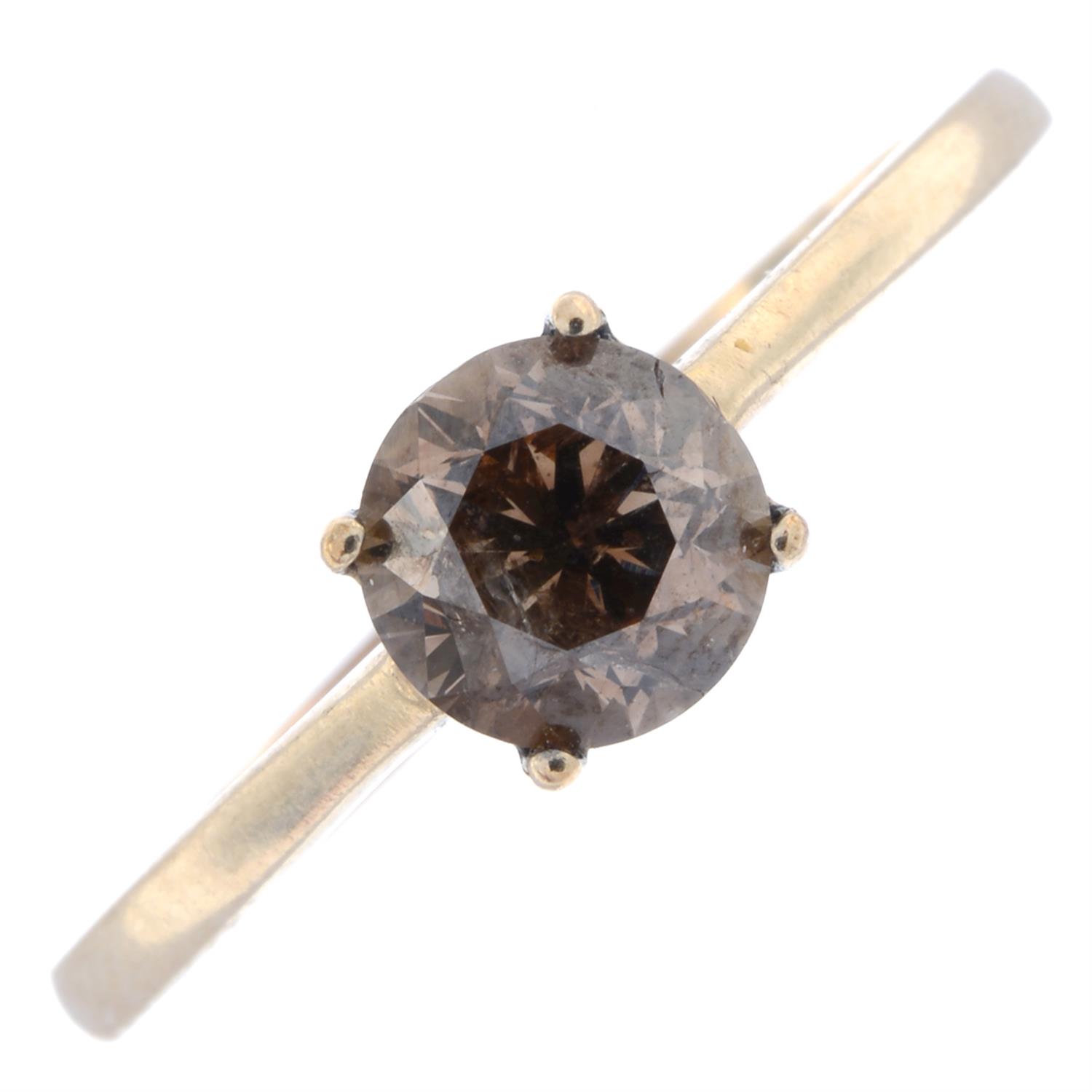 9ct gold 'brown' diamond single-stone ring