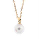 Cultured pearl pendant, with chain