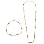 9ct gold coral necklace & bracelet