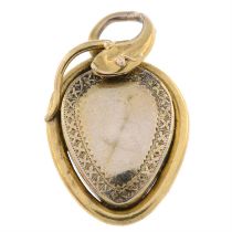 Victorian gold snake locket pendant