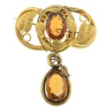 Mid 19th century gold citrine brooch