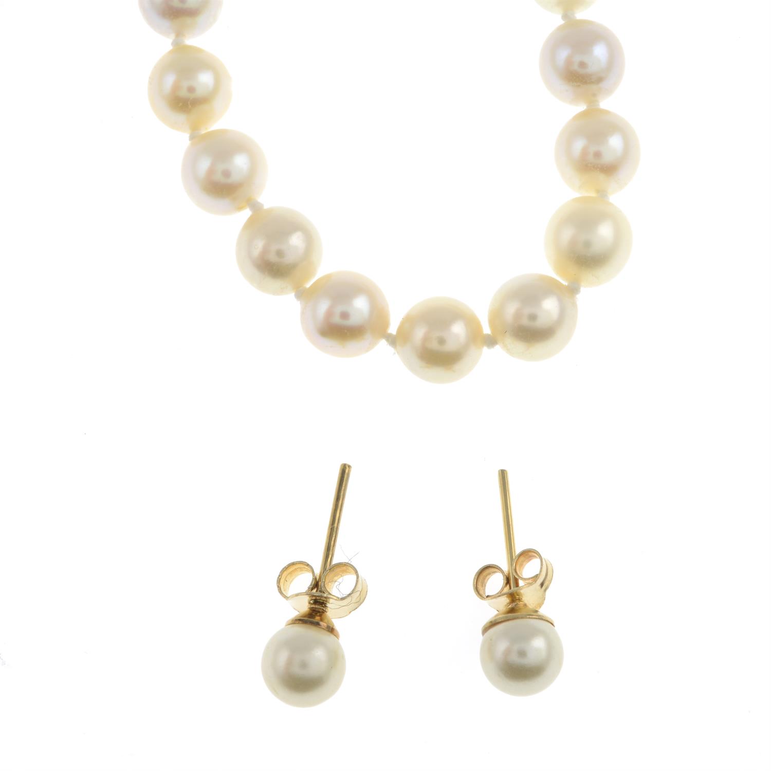 Cultured pearl necklace & gem earrings - Image 2 of 2