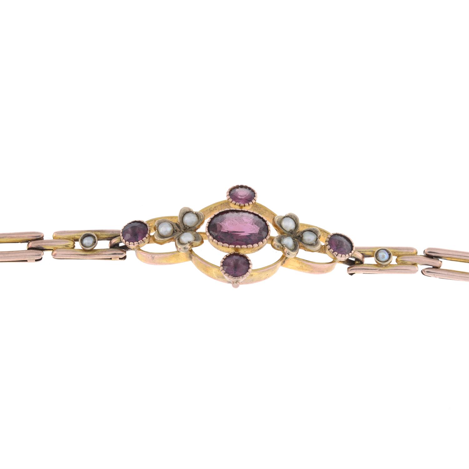 Garnet & split pearl bracelet, AF