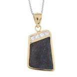 Boulder opal & diamond pendant, with chain