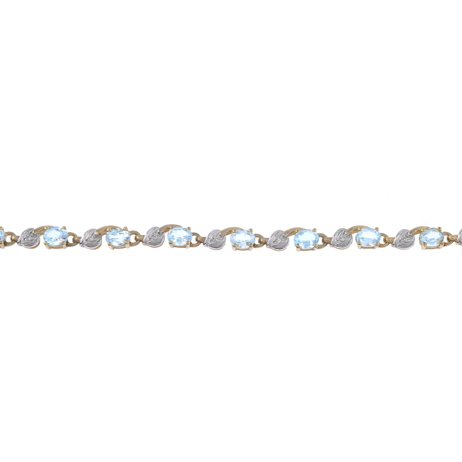 9ct gold blue topaz & diamond bracelet - Image 2 of 2