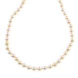 Cultured pearl single-strand necklace, with diamond accent clasp