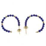 Lapis lazuli bead hoop earrings