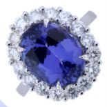 Tanzanite & diamond cluster ring