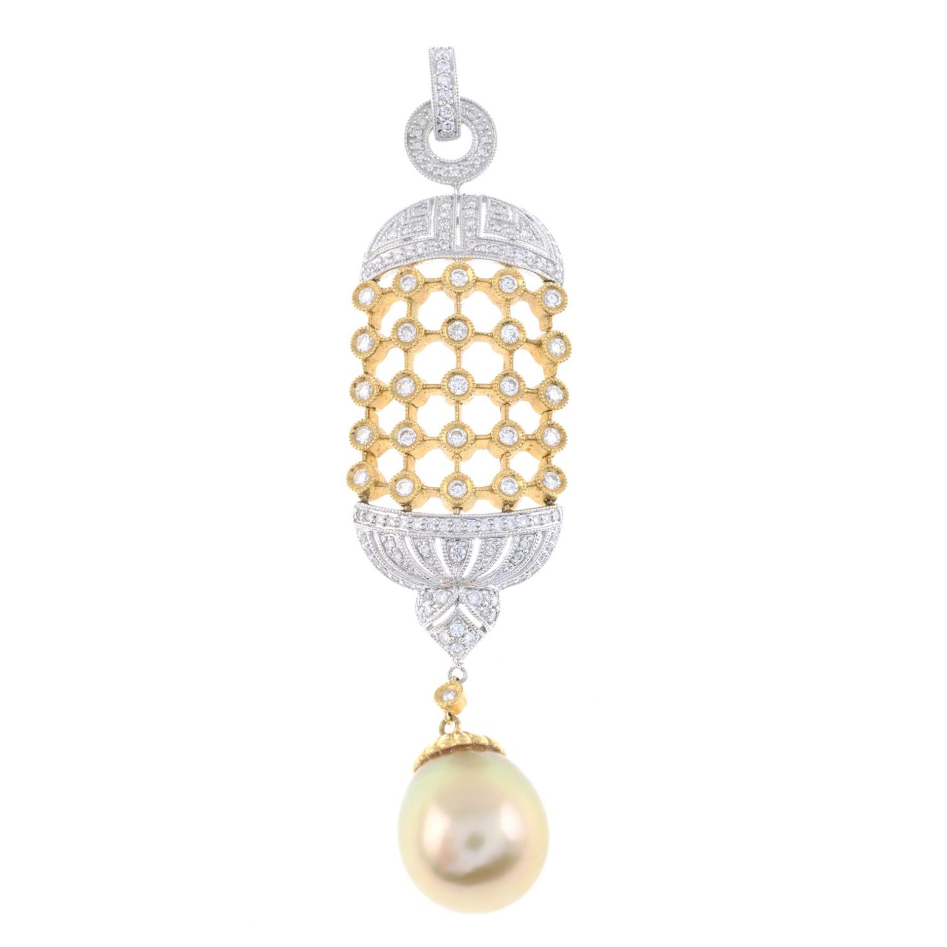 Cultured pearl & diamond pendant