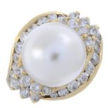 Cultured pearl & gem ring