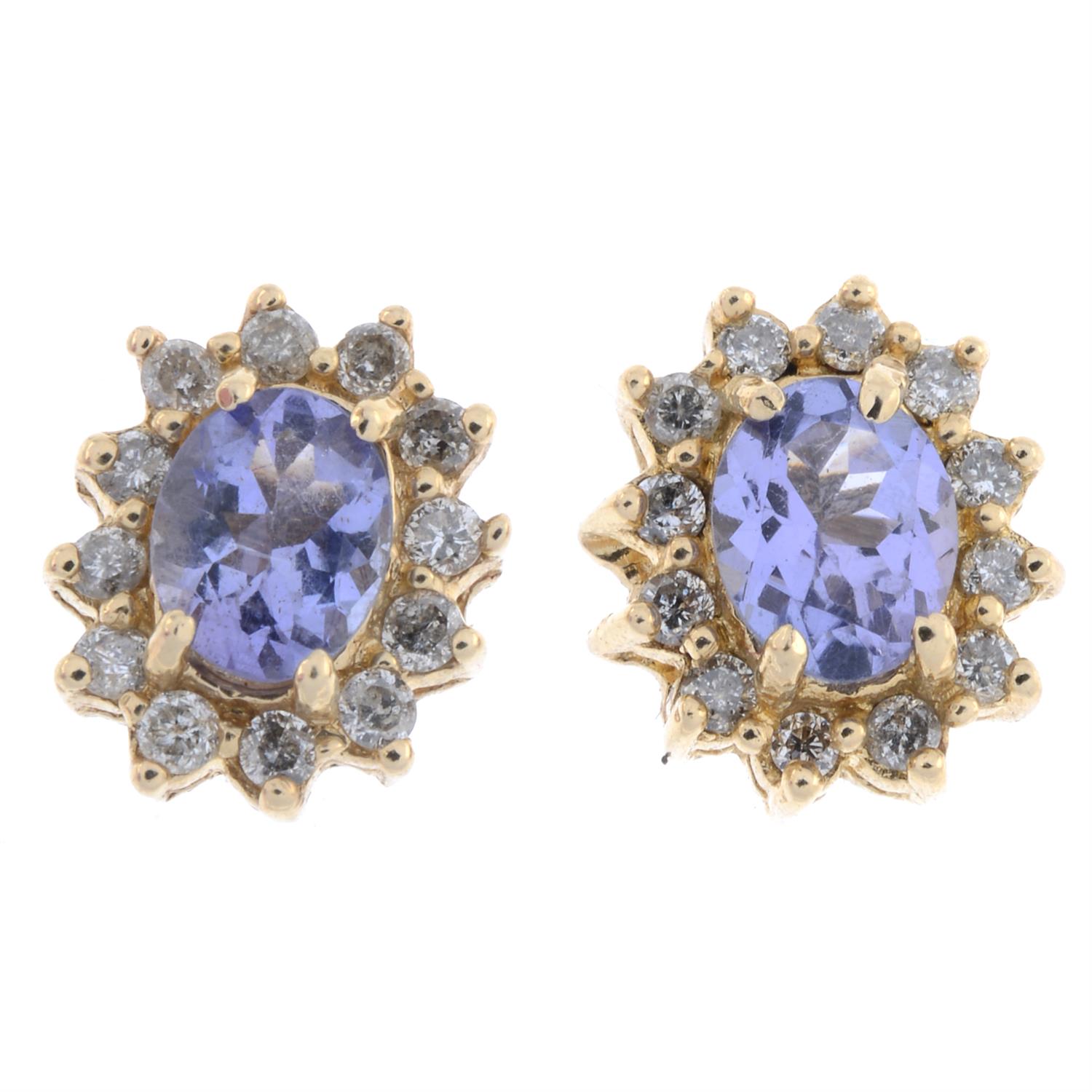 Tanzanite & diamond cluster earrings