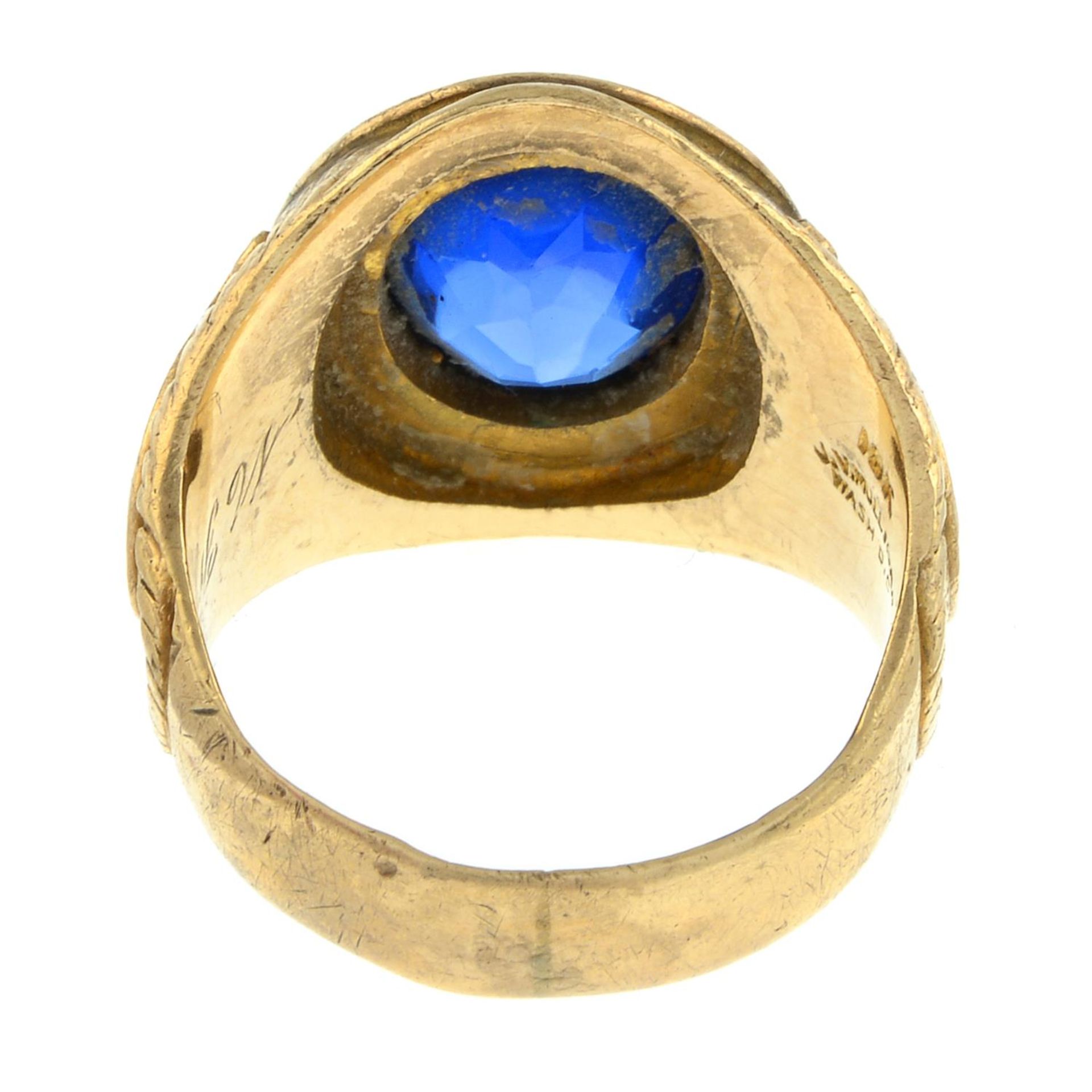 Blue paste 'Notre Dame Academy' graduation ring - Image 2 of 2