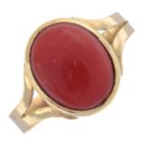 Coral single-stone ring