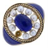 Lapis lazuli & seed pearl dress ring