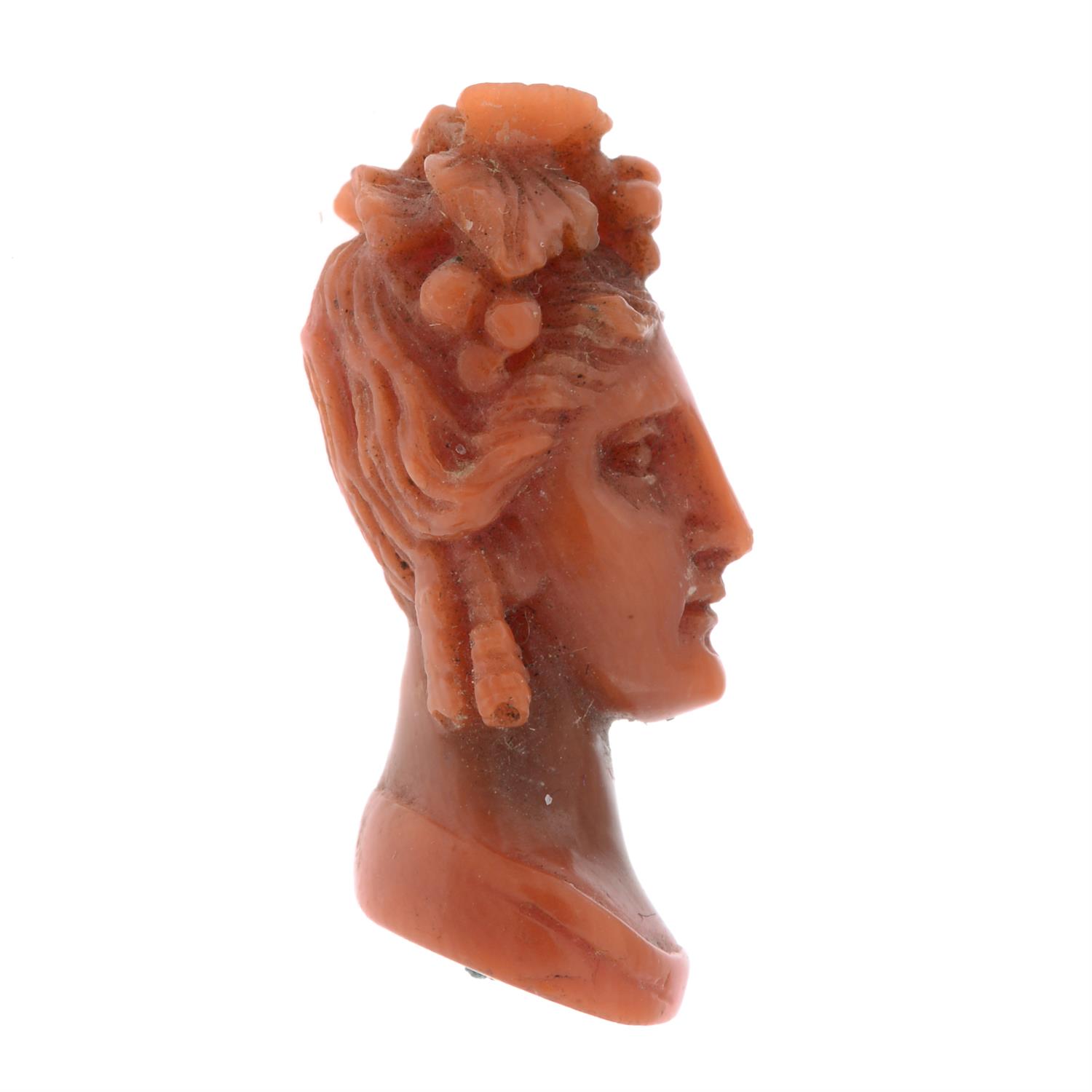 19th c. coral Bacchante stickpin head - Image 2 of 4