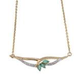 9ct gold emerald & diamond necklace