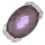 9ct gold amethyst & diamond ring