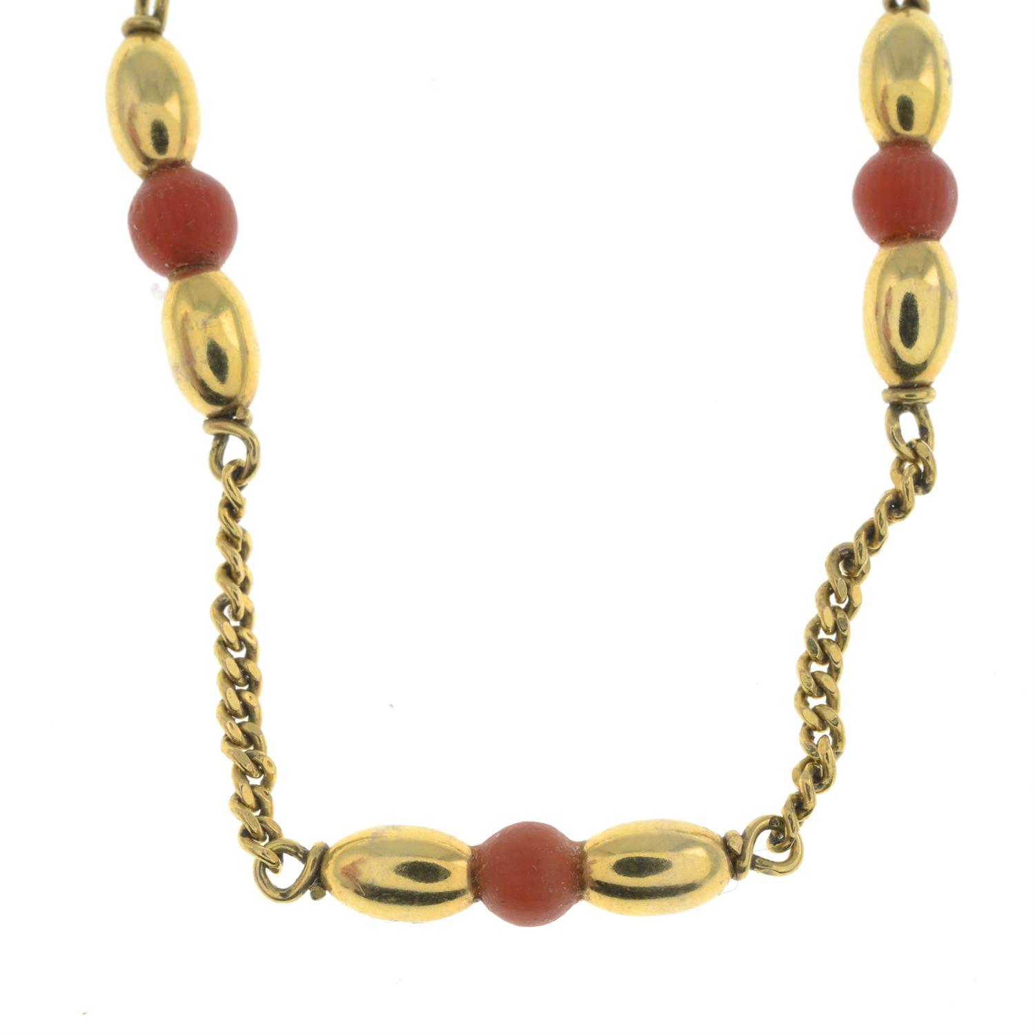 9ct gold coral necklace & bracelet - Image 2 of 3
