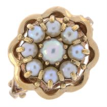 9ct gold split pearl floral cluster ring