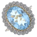 9ct gold blue topaz & diamond dress ring