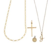 Assorted 9ct gold pendants & chains