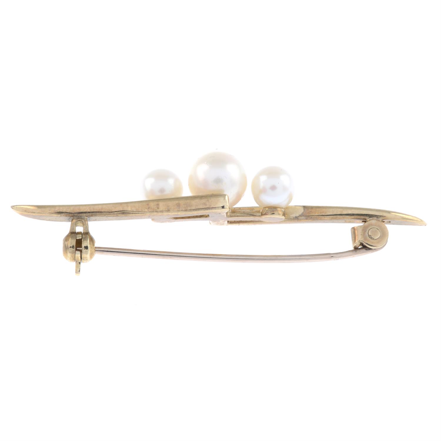 9ct gold cultured pearl brooch, by Mikimoto - Image 2 of 2