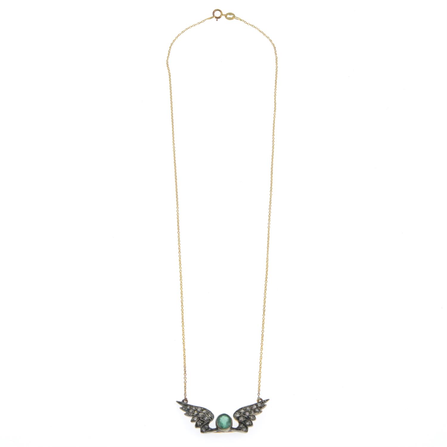Emerald & diamond pendant, on a chain - Image 2 of 3