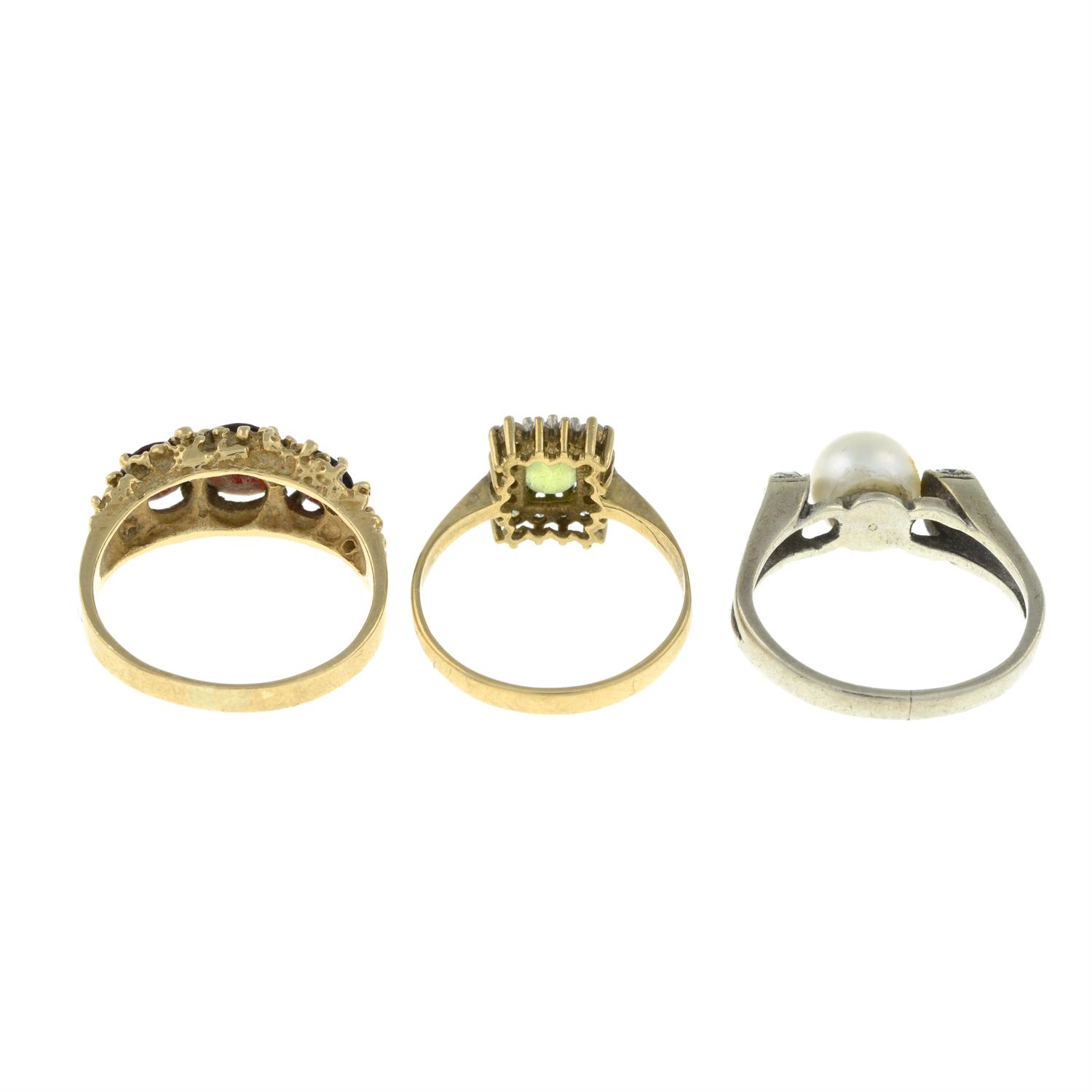 Three 9ct gold gem rings - Image 2 of 2