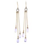 9ct gold amethyst & diamond drop earrings