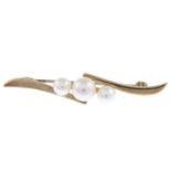 9ct gold cultured pearl brooch, by Mikimoto