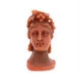 19th c. coral Bacchante stickpin head