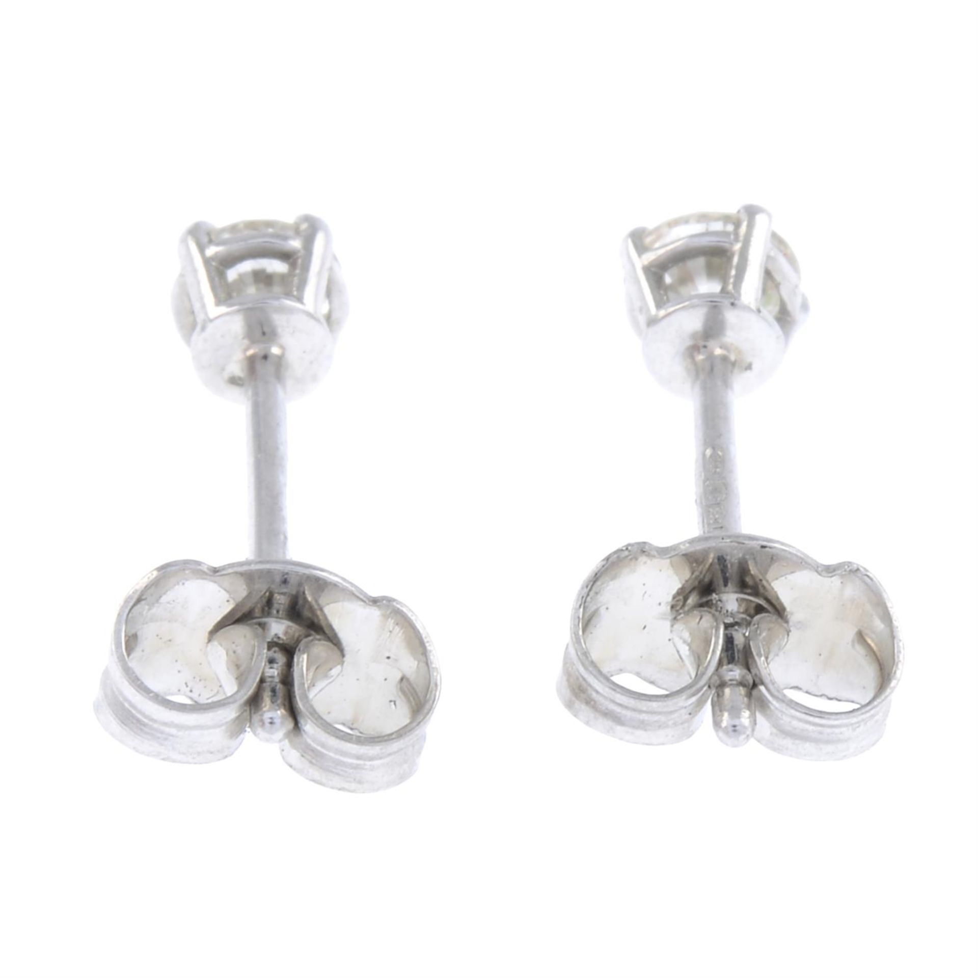 Platinum diamond stud earrings - Image 2 of 2