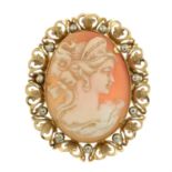Shell cameo brooch/pendant