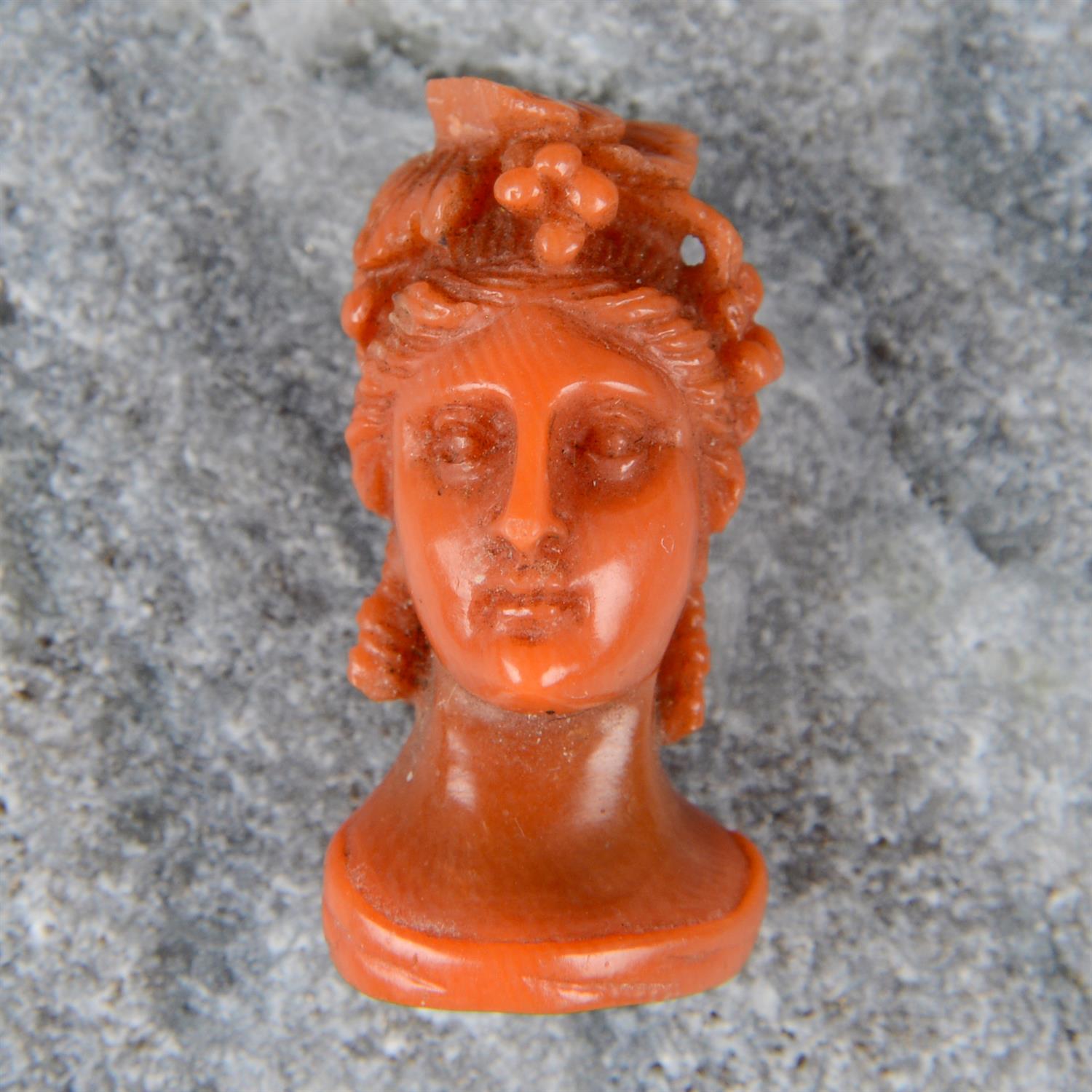 19th c. coral Bacchante stickpin head - Image 4 of 4