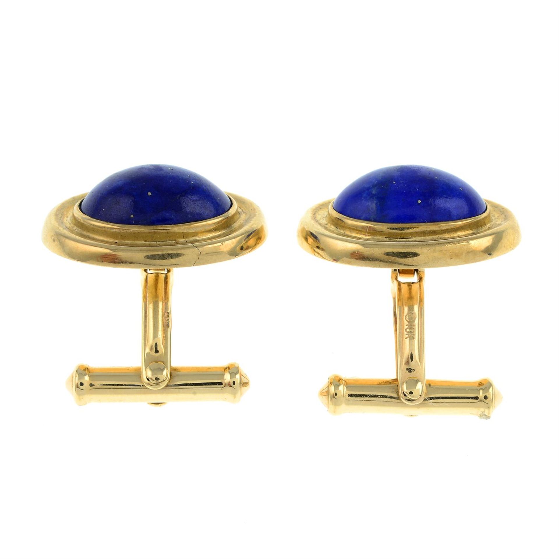 9ct gold lapis lazuli cufflinks - Image 2 of 3