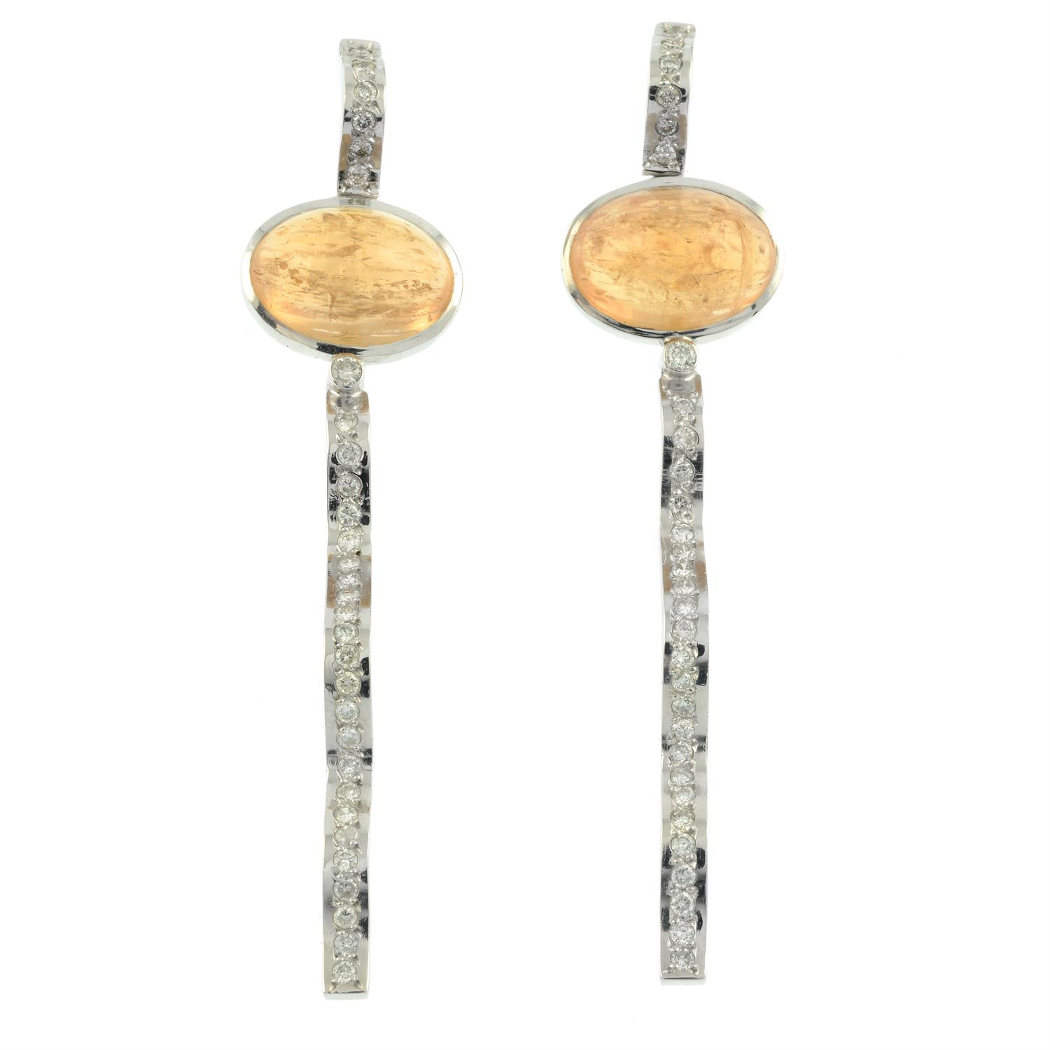 Diamond and orange agate earrings
