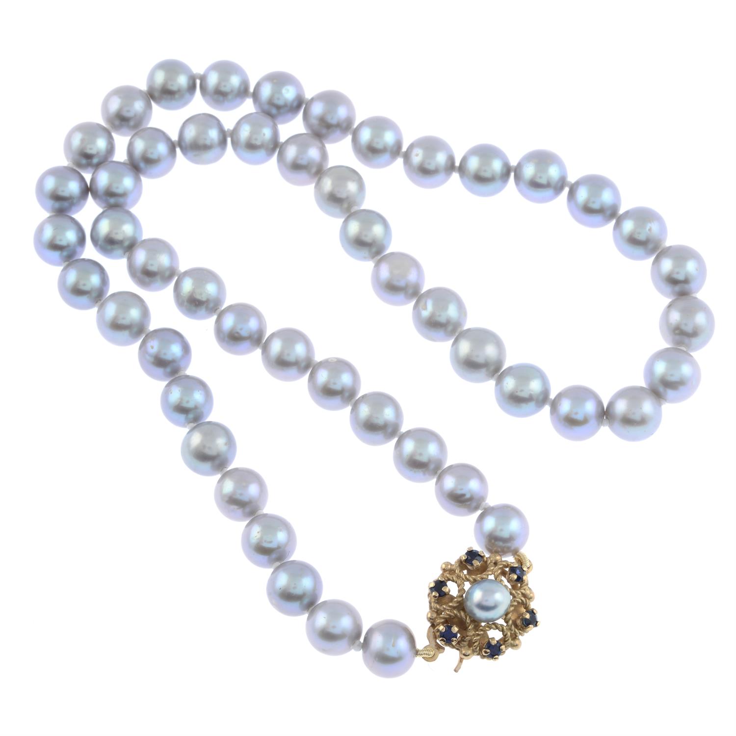 9ct gold cultured pearl & sapphire necklace - Image 3 of 3