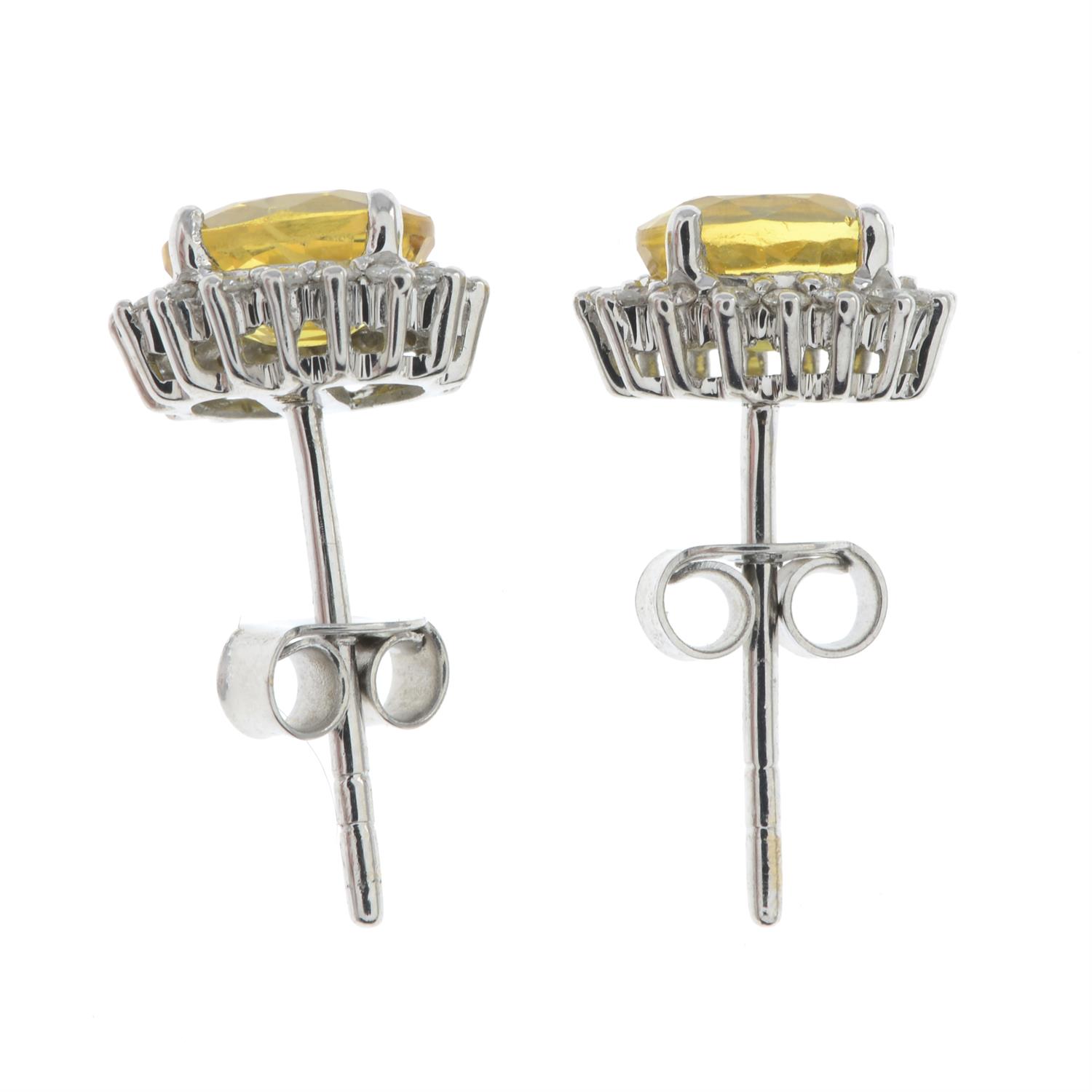 Yellow sapphire & diamond earrings - Image 2 of 2
