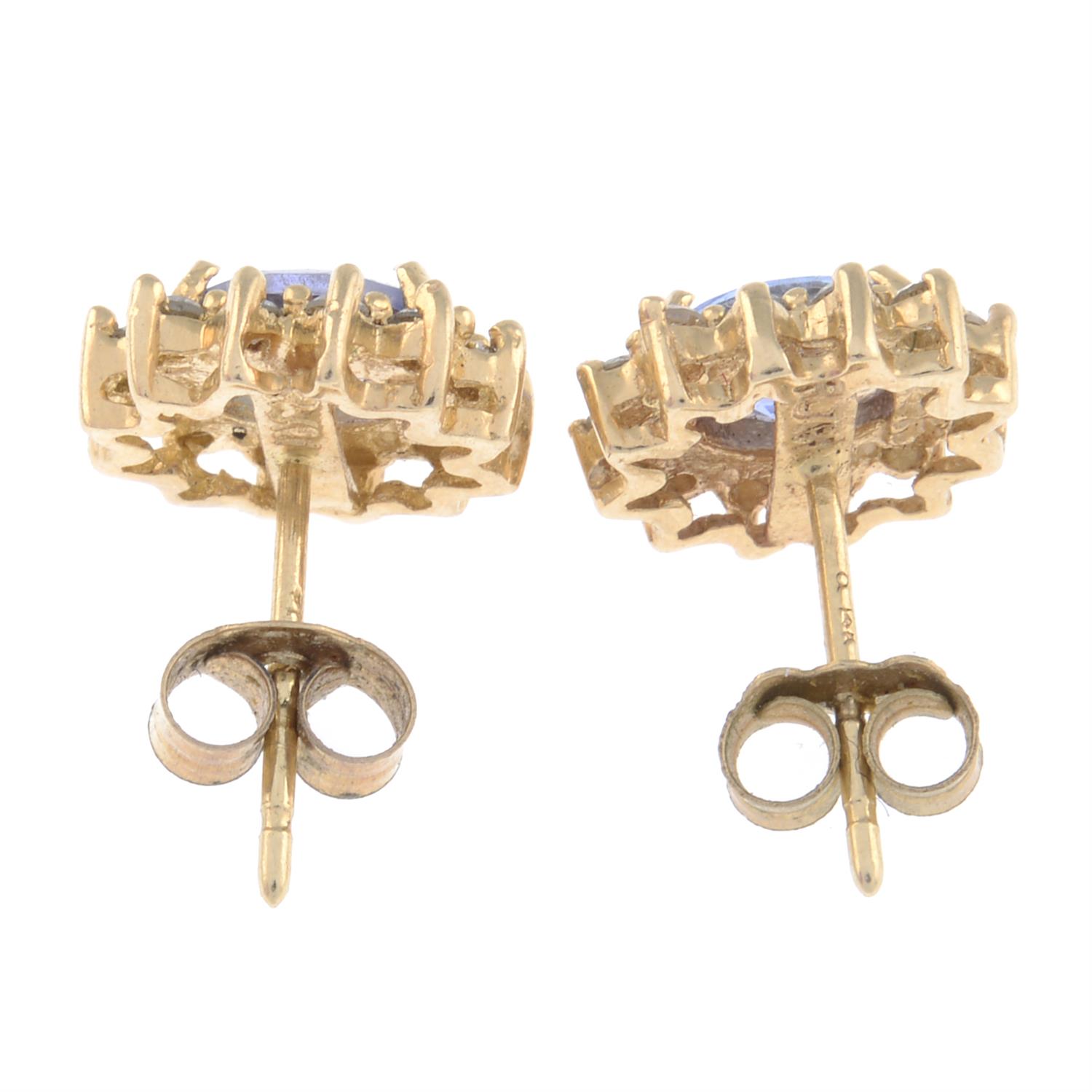 Tanzanite & diamond cluster earrings - Image 2 of 2
