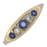 Sapphire & diamond five-stone ring