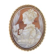 9ct gold shell cameo brooch