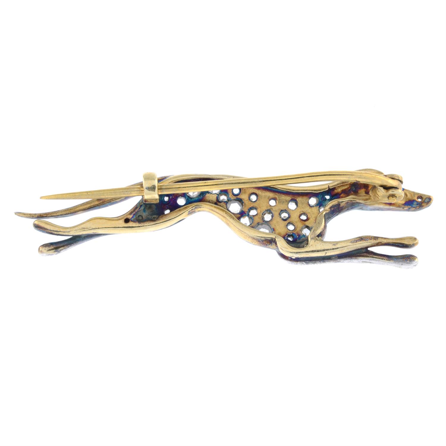 Early 20th diamond greyhound brooch with ruby eye - Image 2 of 2