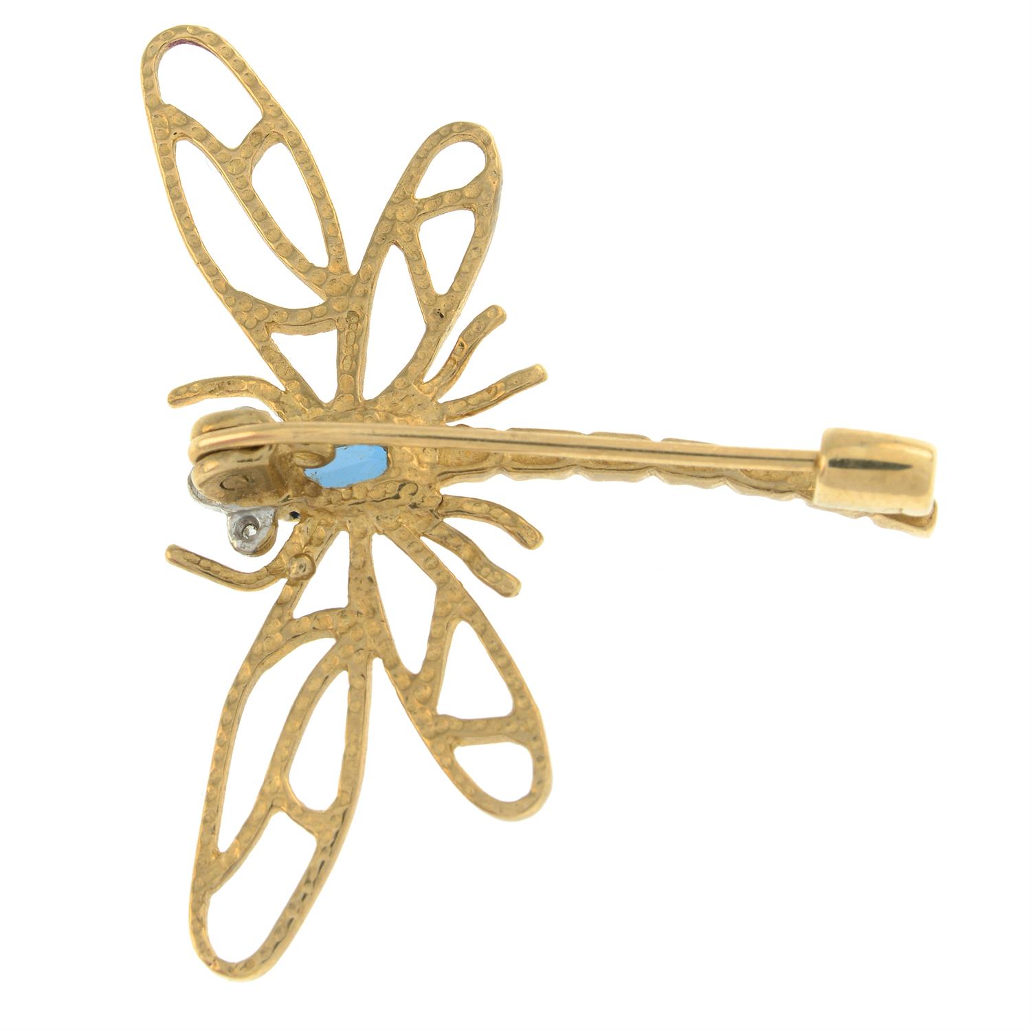9ct gold gem-set dragonfly brooch - Image 2 of 2