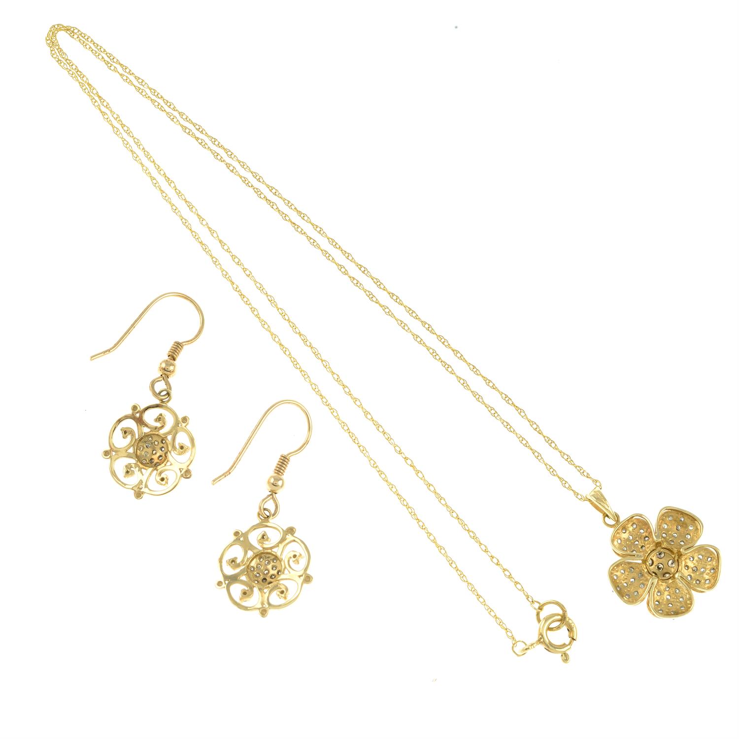 Diamond necklace & earrings - Image 2 of 2