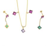 Gem necklace & earrings set