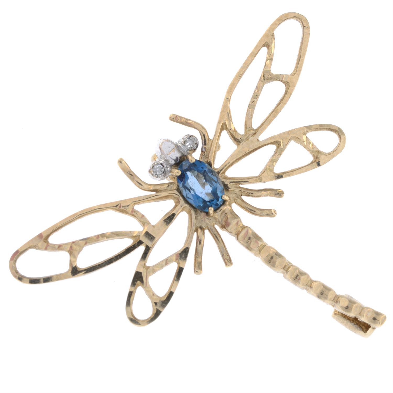 9ct gold gem-set dragonfly brooch