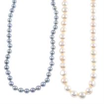 Two cultured pearl necklaces