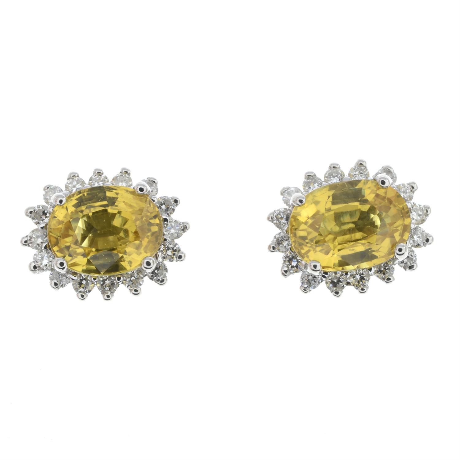 Yellow sapphire & diamond earrings