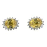 Yellow sapphire & diamond earrings